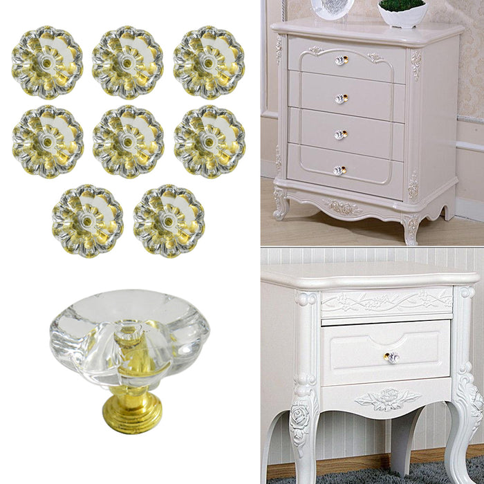8 Pc Cabinet Door Knob Gold Diamond Dresser Chest Drawer Pull Handles Cupboard