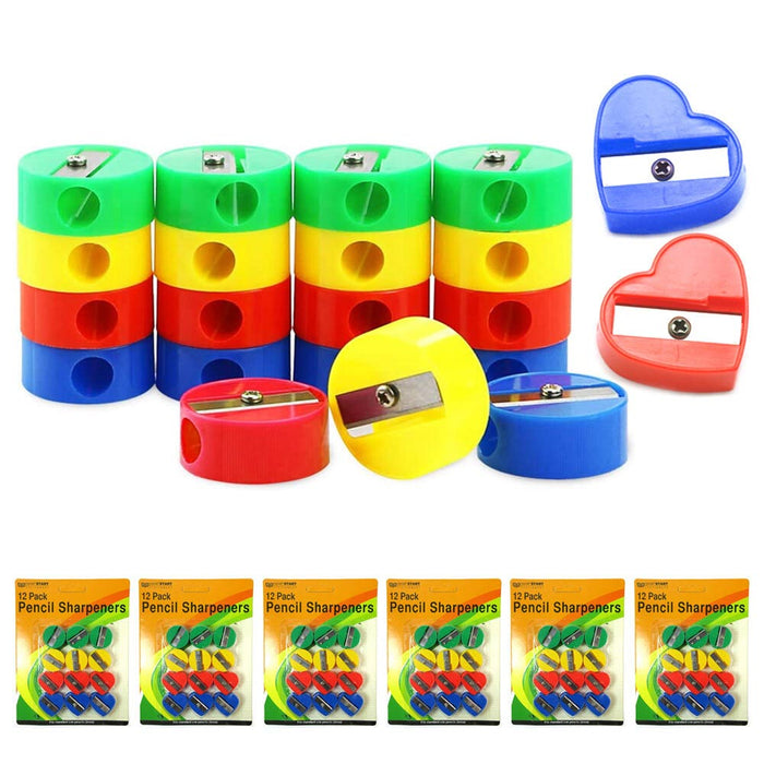 72 Plastic Pencil Sharpeners Wholesale Student School Supply Office Craft Art