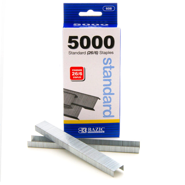 5000 Ct Standard Staples (26/6) Chisel Point Home School Office Paper Supplies
