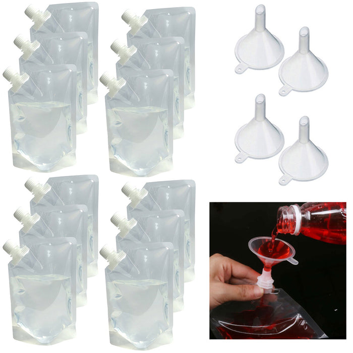 16 Pc Cruise Ship Flask Kit 4oz Funnel Rum Alcohol Liquor Smuggle Booze Wine Bag