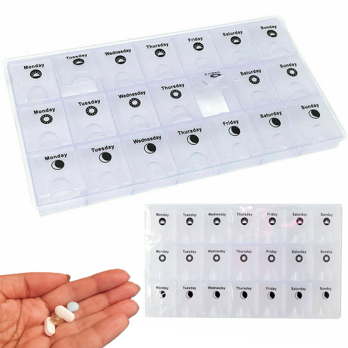 2 Pc 7 Day Pill Organizer Daily Am Noon Pm Medicine Tablet Holder Vitamin Case