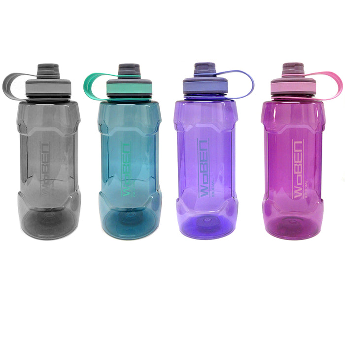 2 Extra Large Sports Water Bottle 1800mL Wide Mouth Plastic Bicycle Travel 60oz