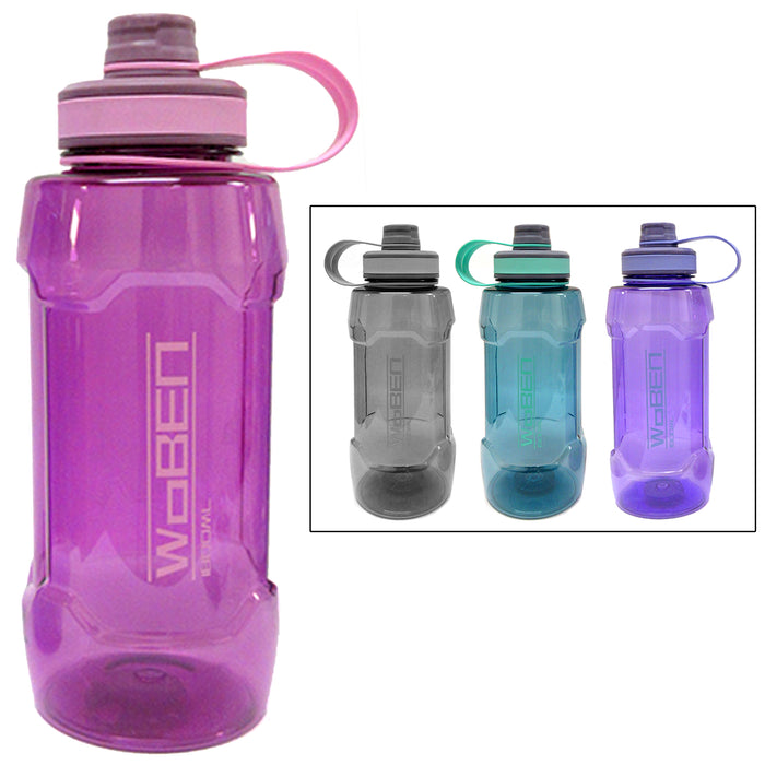 1 Extra Large Sports Water Bottle 1800mL Wide Mouth Plastic Bicycle Travel 60oz