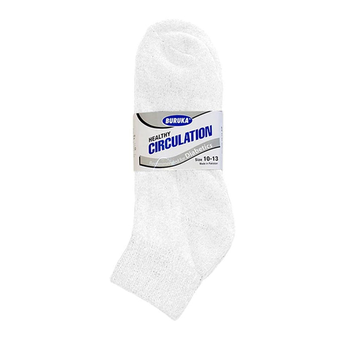 3 Pair Diabetic Ankle Circulatory Socks Health Support Men Loose Fit White 10-13