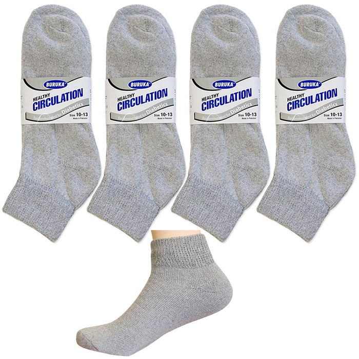12 Pairs Diabetic Socks Crew Circulatory Socks Health Cotton Loose Fit Top Grey