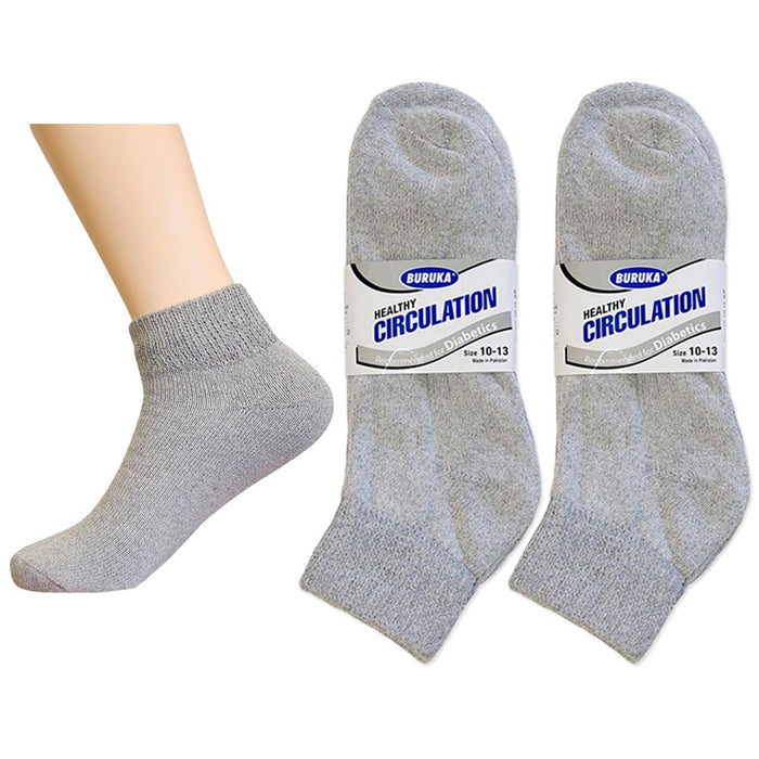 6 Pair Diabetic Ankle Circulatory Socks Health Support Men Loose Fit Grey 10-13
