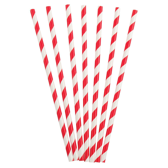 288 Pc Kikkerland Paper Straw Milkshake Red Stripe Biodegradable Food Safe Party