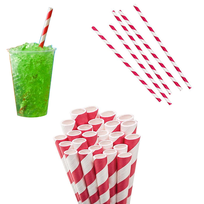 288 Pc Kikkerland Paper Straw Milkshake Red Stripe Biodegradable Food Safe Party