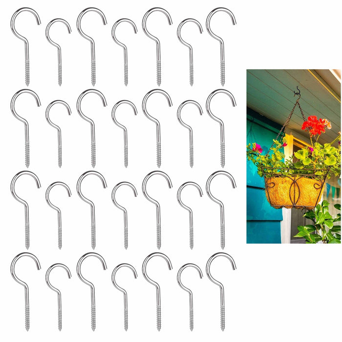 28 Pc 2.5" And 3" Steel Ceiling Hooks Mount Cup Hook Screw In Wall Hanger Holder