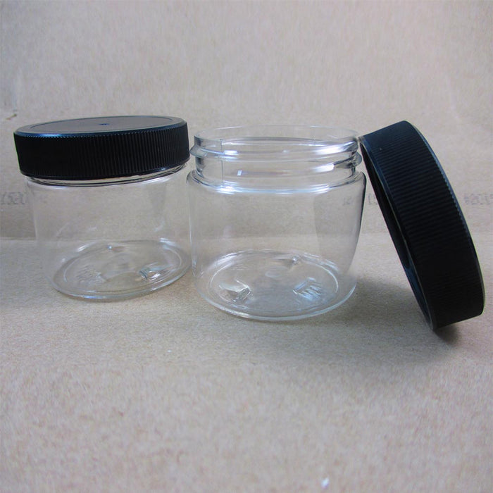 24 PET Plastic 2 Oz Empty Clear Containers Cosmetic Jar Cap Creams Makeup Travel