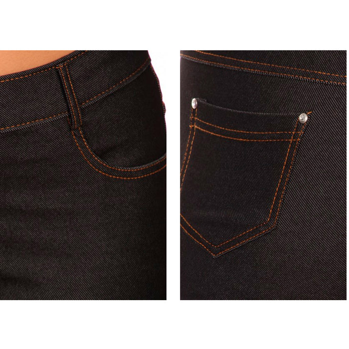2 Pack Women's Stretchy Leggings Jean Denim Look Pull-on Jeggings Pants Plus 3XL