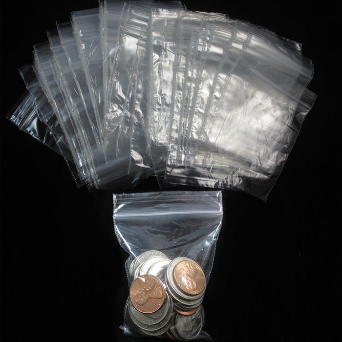 200 W 2" x 3" H Reclosable Clear Plastic Poly Bags Small Baggies 2 Mil