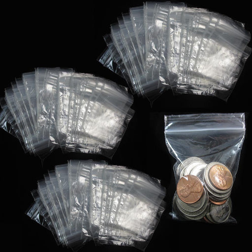 200pcs Small Zipper Bags for Jewelry 3'' x 4'' Tiny Plastic Bags Clear Resealable Zipper Poly Bags 2 Mil for Vitamins Pill Coin Candy Snack Sample