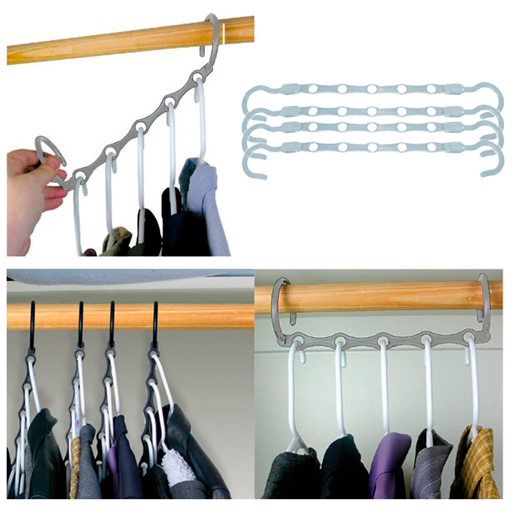 New Lot 4 Space Saver Wonder Magic Clothes Hangers Closet Organizer Ho