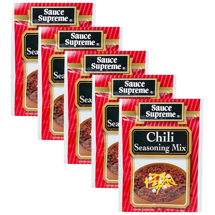 5 X Sauce Supreme Chili Mix Seasoning Spice Powder Packet Flavor Taco Meat Beef