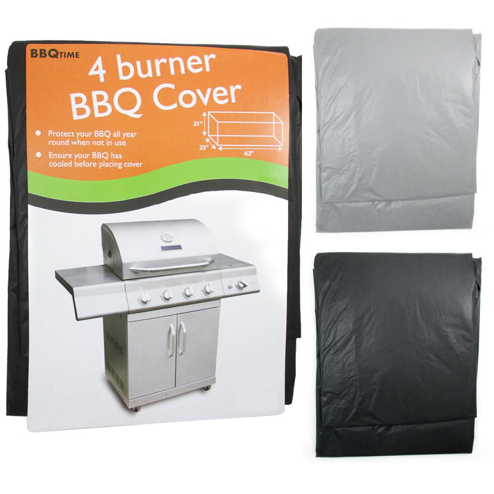 BBQ Vinyl Cover Protects Grill Outdoor Barbecue Cart Fits Most 4 Burners Storage