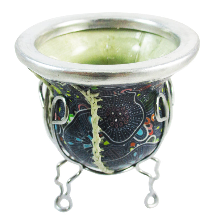 MATE GOURD ECO LEATHER FPR YERBA MATE OR TEA GLASS WITH STRAW BOMBILLA DRINK 2586