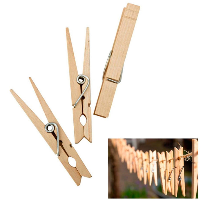 AllTopBargains 130 Wooden 3 1/4 inch Large Clothespins Laundry Spring Wood Clothes Pins Crafts