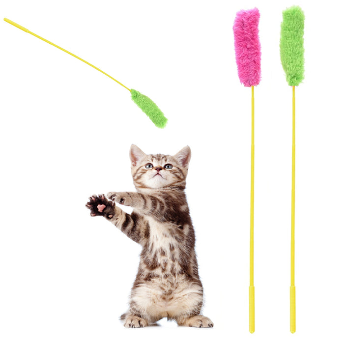 2 Pc Cat Toy Teaser Wand Catcher Stick Exerciser Interactive Toy Pet Play Kitten