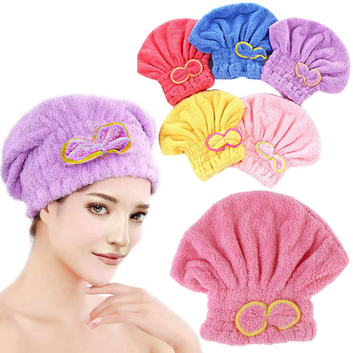 4 Pc Microfiber Towels Hair Quick Dry Bath Towel Head Wrap Cap Shower Hat Spa