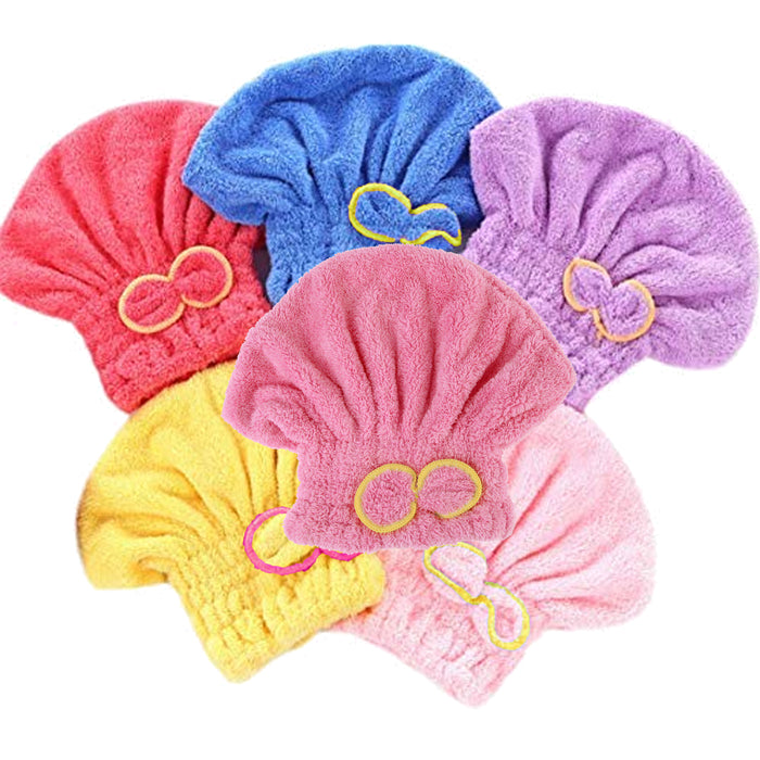 2 Pc Rapid Fast Drying Hair Absorbent Towel Microfiber Wrap Shower Bath Cap Hat