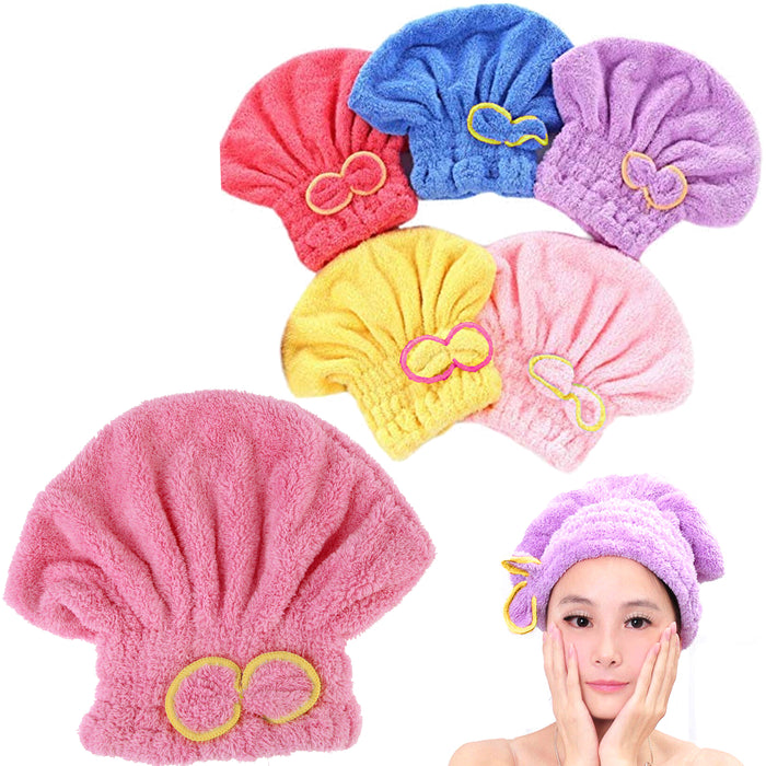 4 Pc Microfiber Towels Hair Quick Dry Bath Towel Head Wrap Cap Shower Hat Spa