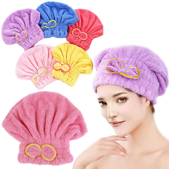 4 Pc Microfiber Towels Hair Quick Dry Bath Towel Head Wrap Cap Shower Hat Spa