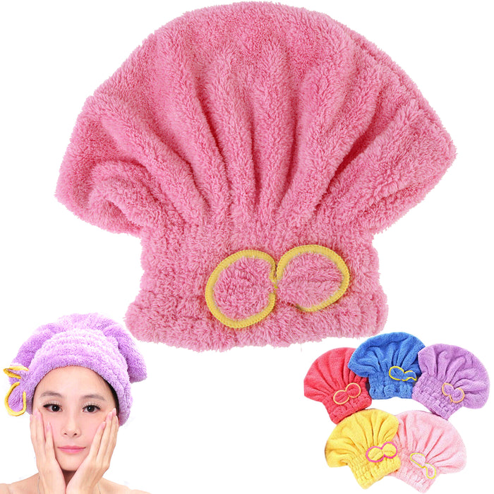 2 Pc Rapid Fast Drying Hair Absorbent Towel Microfiber Wrap Shower Bath Cap Hat