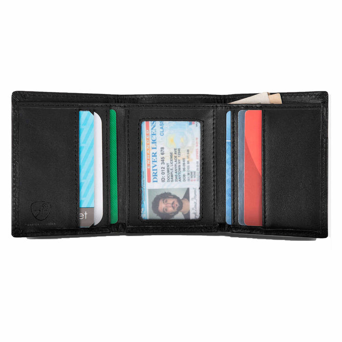 1 Travelon Genuine Leather Trifold RFID Blocking Wallet Holder Card Case Travel