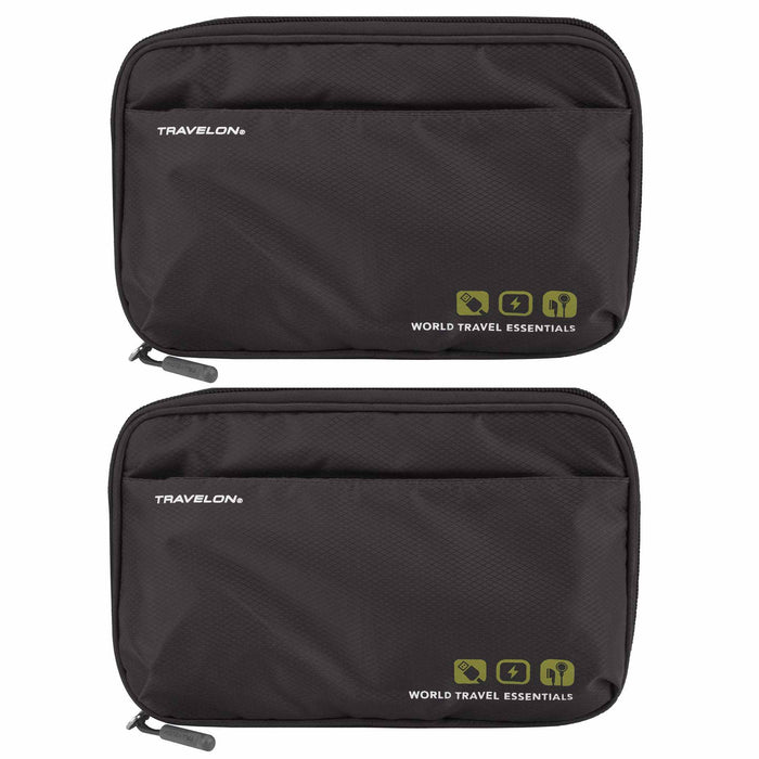 2 Travelon Travel Cable Bags Tech Accessory Organizer Electronic Cord Case Pouch
