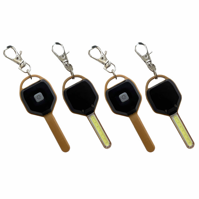 4 Pc Flashlight Keychain Portable LED COB Light Flash Torch Small Lamp Key Ring