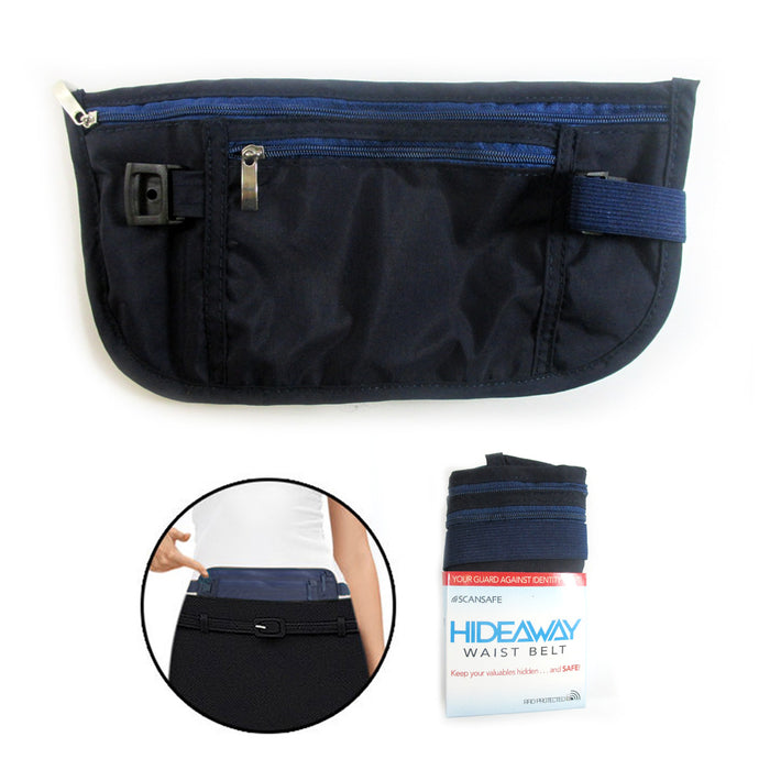 Travel Money Belt RFID Security Wallet Waist Pack Hidden Pocket Safe Pouch Blue