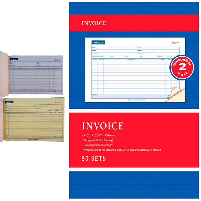 Carbonless Invoice Receipt Record Book 2 Part 50 Sets Duplicate Receipt Copy