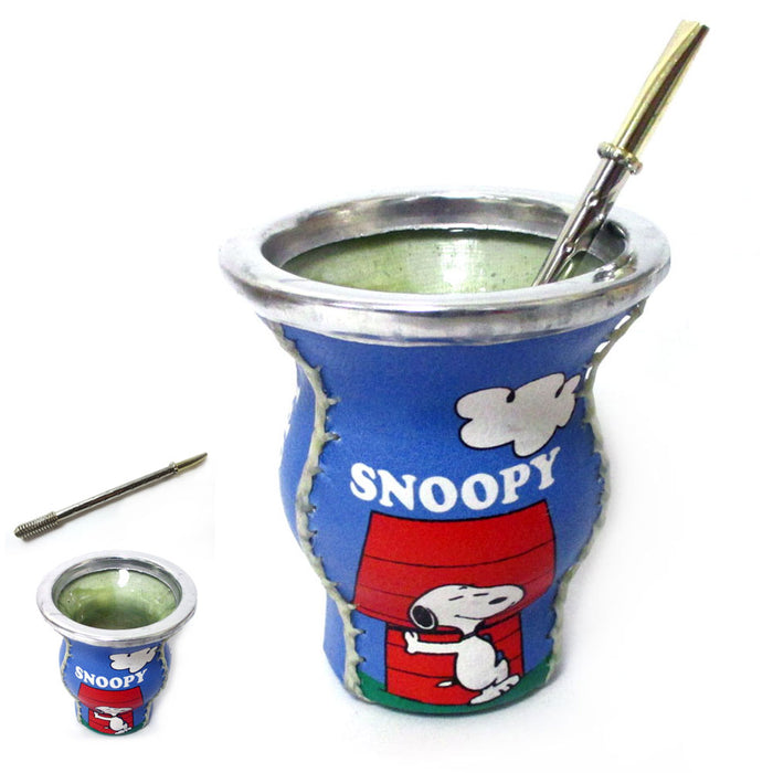 Snoopy Mate Gourd Glass Steel Drinking Straw Bombilla Yerba Detox Drink Handmade