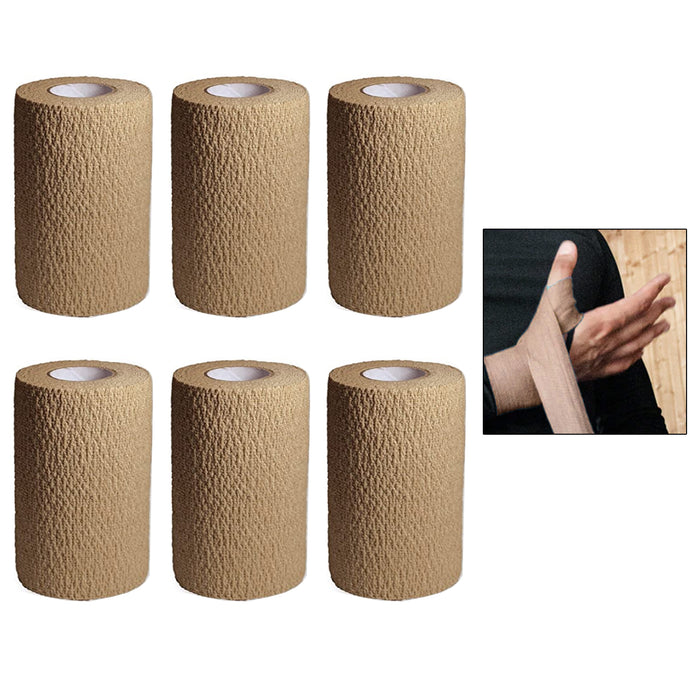 6 Pc Cohesive Bandage Self Adhesive Wrap Elastic First Aid Medical Support Tape