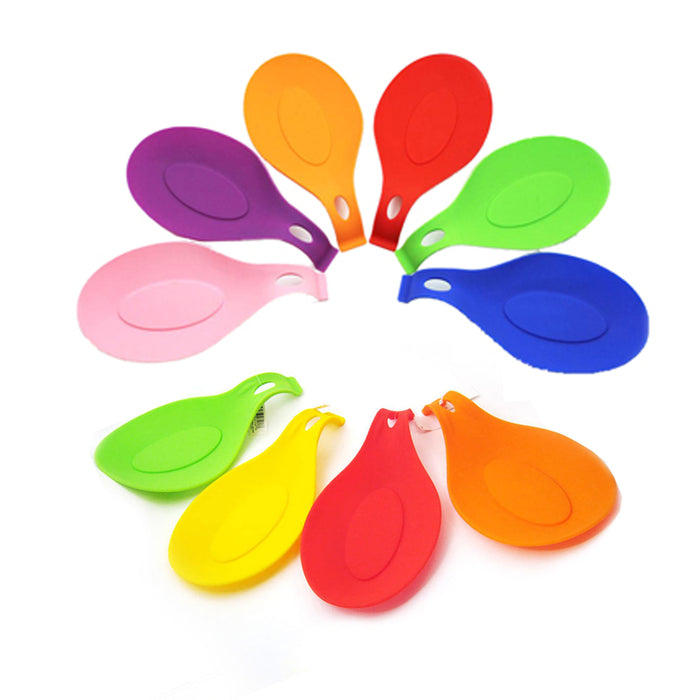 6 Heat Resistant Silicone Spoon Rest Kitchen Utensil Spatula Holder Cooking Tool