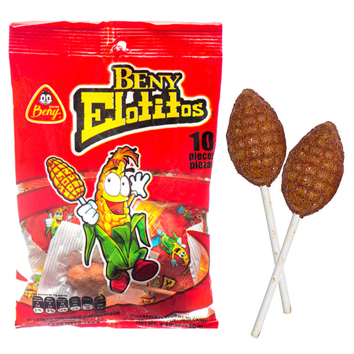 10 Pc Elotitos Lollipops Spicy Pineapple Chili Pops Mexican Candy Sucker
