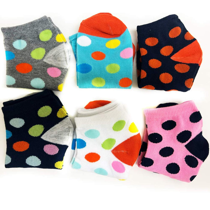 12 Pairs Women Low Cut Socks Colorful Fancy Design Polka Dot Socks Size US 9-11