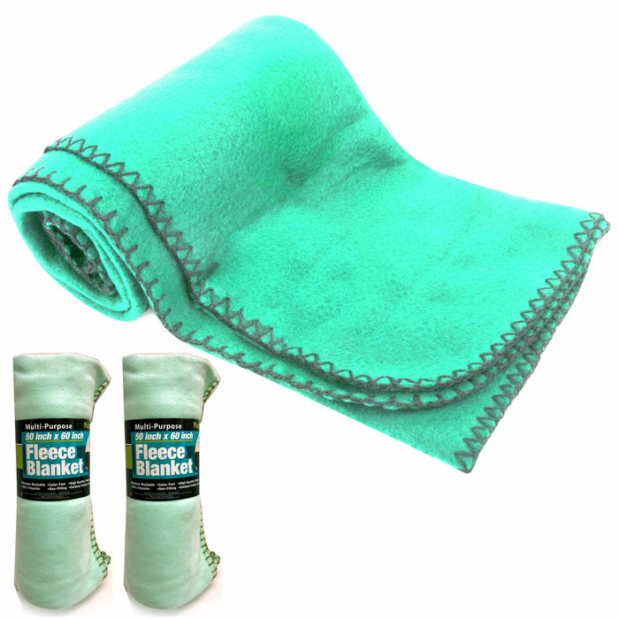 2 Large Polar Fleece Blanket Throw Super Soft Warm Winter Camping Couch Cozy 60"