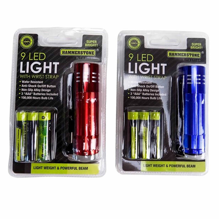 2 Pk Heavy Duty Flashlights Super Bright 9 LED Portable Torch Lamp Flash Light
