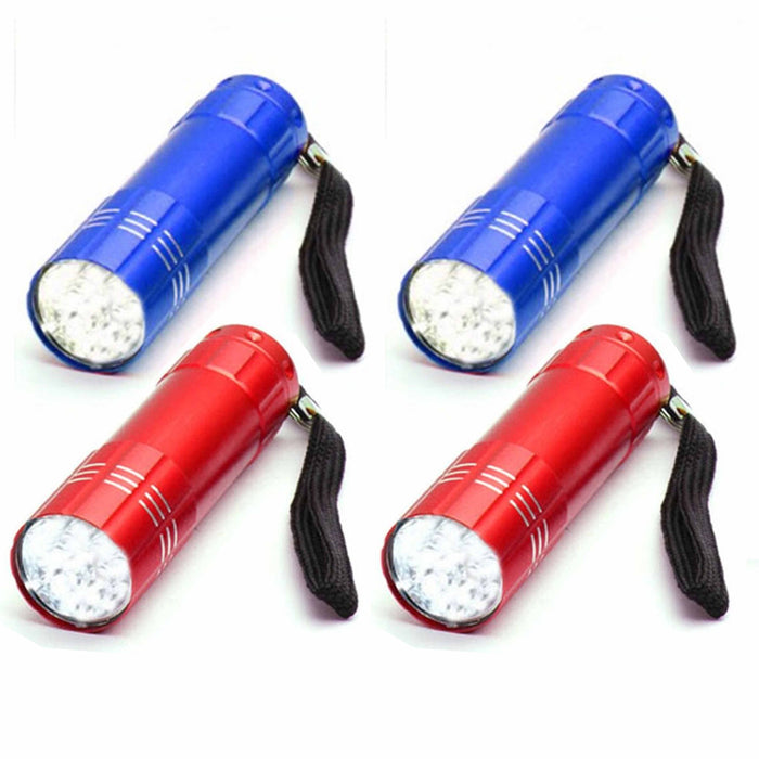 4 Pk Portable Flashlights Super Bright 9 LED Heavy Duty Flash