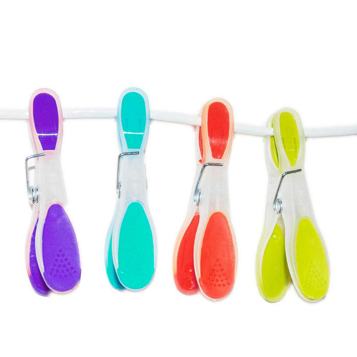 24 Pack Plastic Soft Touch Clothes Pins Pegs Laundry Rubber Tip Clothespins Hang