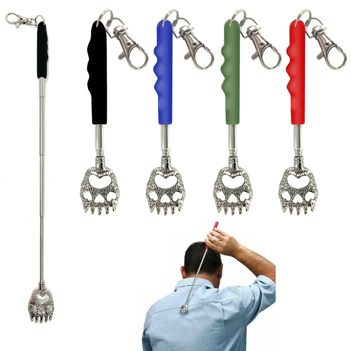 2 Pc Mini Bear Claw Back Scratcher Keychain Telescopic Metal Extendable Massager