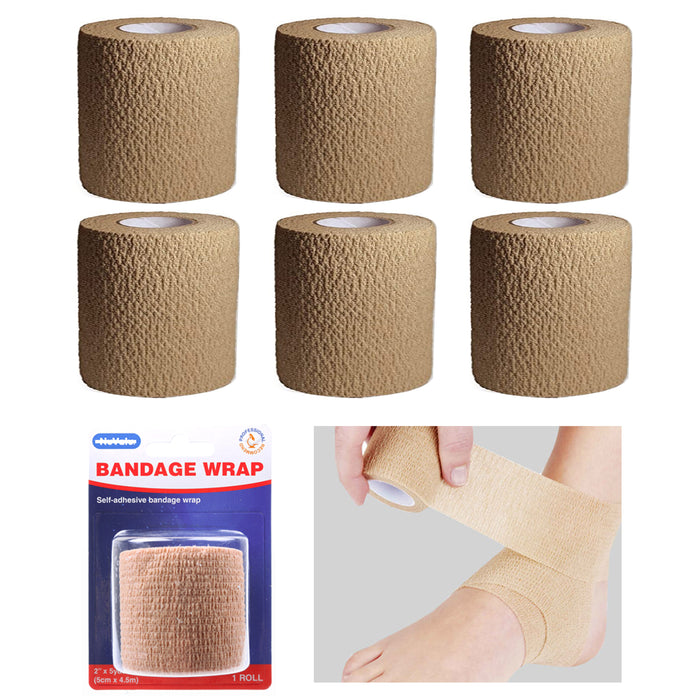 6 Pc Self Adhesive Bandage Wrap Cohesive Elastic First Aid Medical Support Tape
