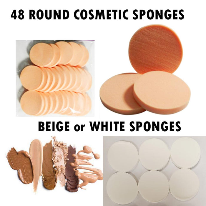 48 Cosmetic Sponge Round Foam Pad Make Up Applicator Foundation Powder Blender