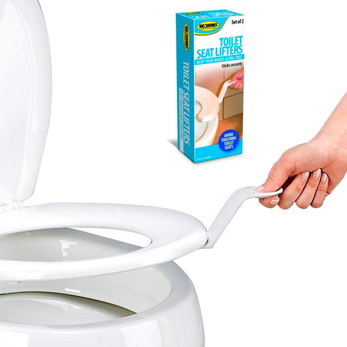 2 Toilet Seat Lifters Raise Lower Handle Hygienic Clean Lift Lower Self Adhesive