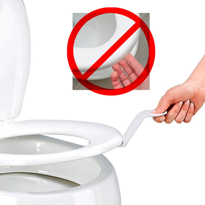 2 Toilet Seat Lifters Raise Lower Handle Hygienic Clean Lift Lower Self Adhesive