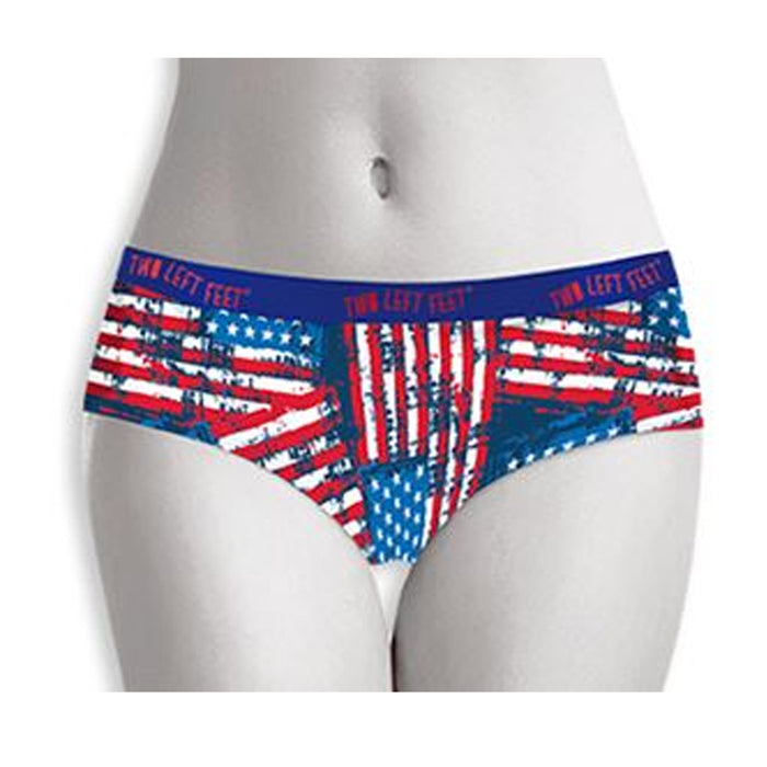 Women Hipster Underwear Bikini Panties USA American Flag Distress Star Stripes L