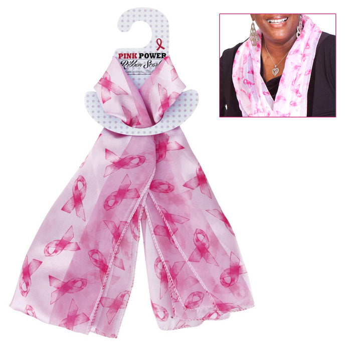 1 Pink Ribbon Print Scarf Breast Cancer Awareness Ladies Versatile Satin Fashion