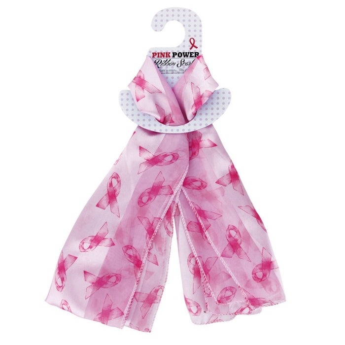 1 Pink Ribbon Print Scarf Breast Cancer Awareness Ladies Versatile Satin Fashion